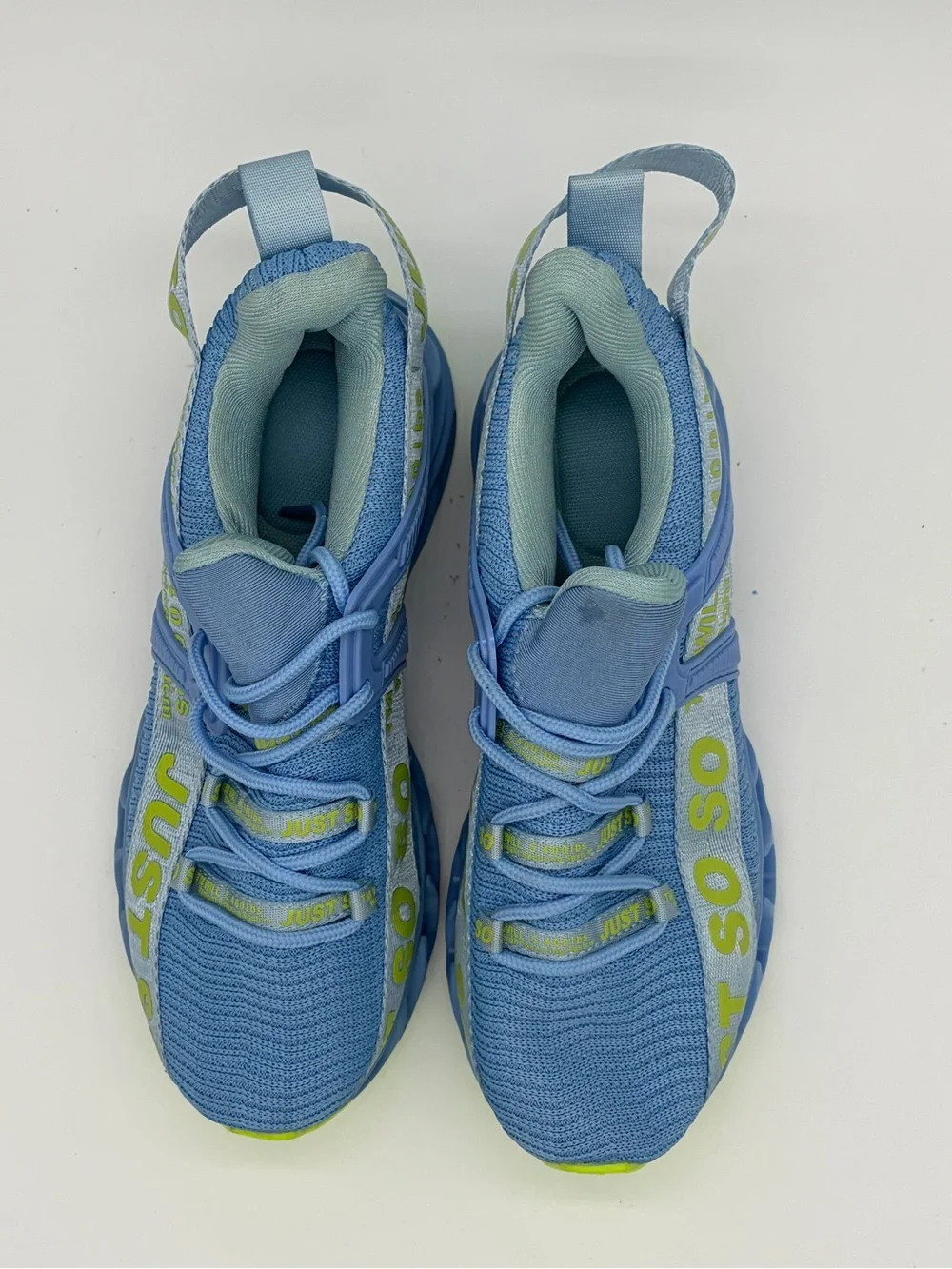 Women's Light Blue Sandals with Lime Accents - JUST SO